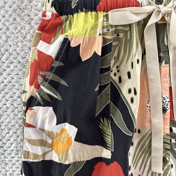 Ann Taylor Shirt Dress Womens 8 Beige Red Button Front Crew Cap Sleeve Belt - Picture 5 of 13